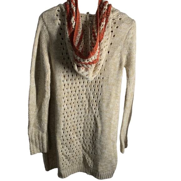 Hem & Thread Open Front Knit Crochet Hooded Cardigan. Size Small or Medium - Picture 2 of 6